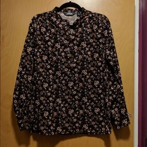 Women's Lands End Floral Corduroy 5 button shirt